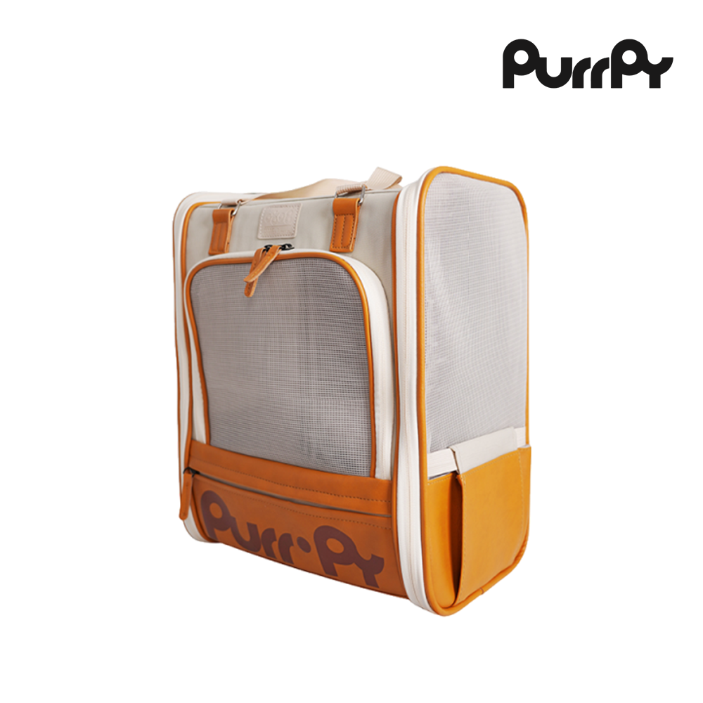 Purrpy寵物外出小雅包 後背包 手提 肩背(正面開口/三側雙層網窗)-細節圖5