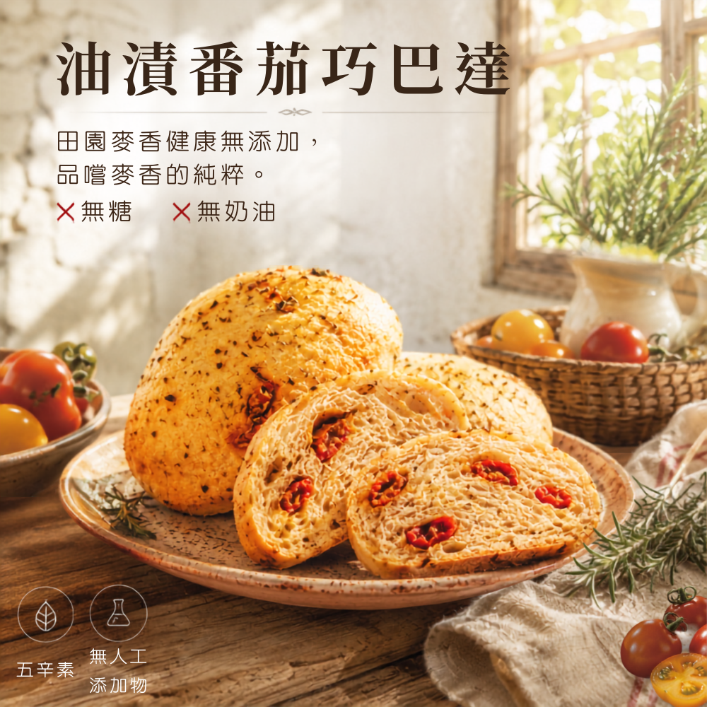 無糖無奶油麵包 - 黑麥巧巴達-細節圖2