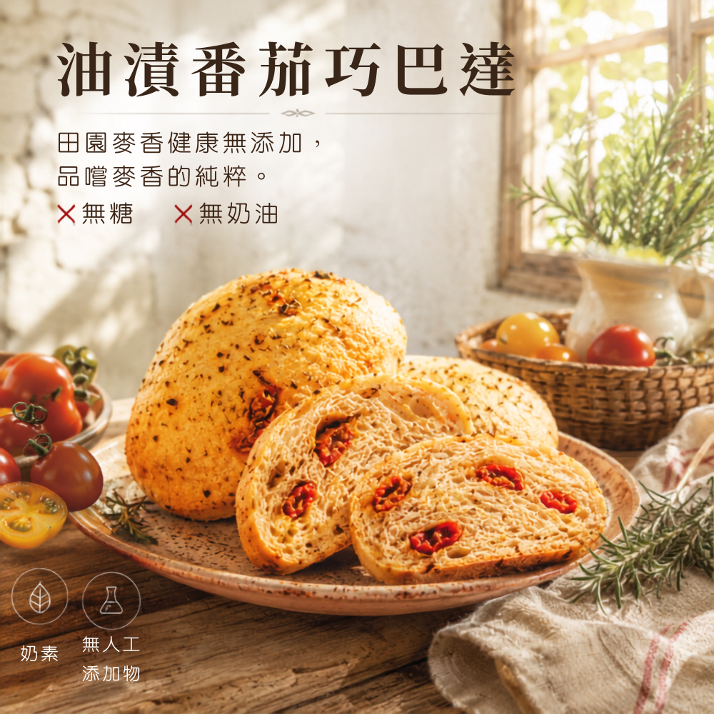 無糖無奶油麵包 - 黑麥巧巴達-規格圖2