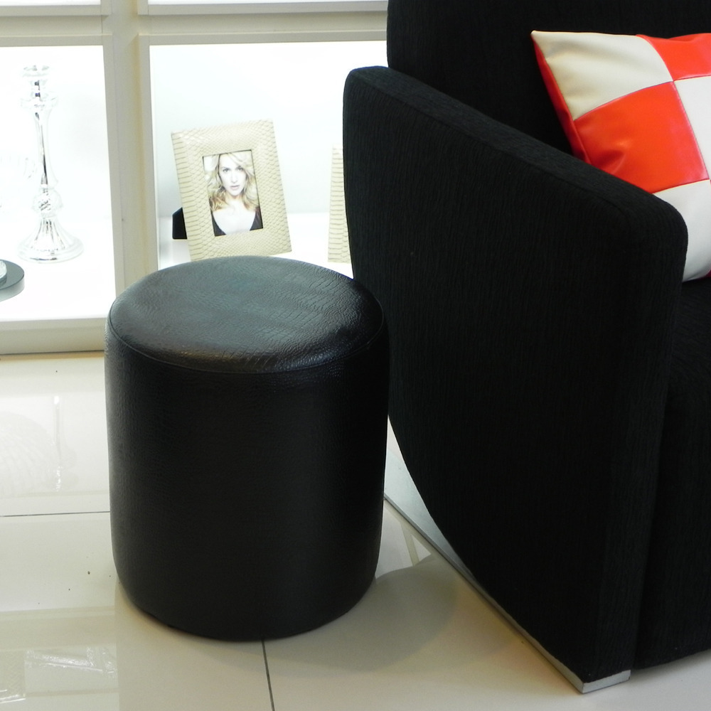 DOLEE 時尚仿鱷魚小圓椅37x42cm(無收納)W36 台灣製 時尚黑-細節圖4