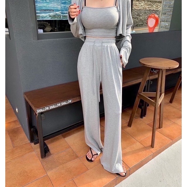 𝔾𝕚𝕣𝕝𖠋 ℙ•ℙ 【預購】休閒日常-韓版休閒落地褲三件套-細節圖3