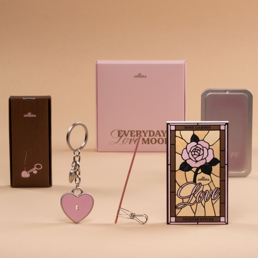 【Collins】鐵盒線香玫瑰莊園LOVE限定禮盒 (玫瑰莊園線香70支+心型鑰匙圈香盤)-細節圖5