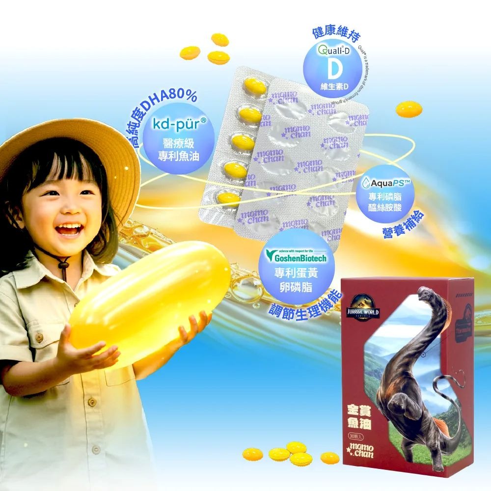 【momochan】侏儸紀世界金賞魚油 (30顆/盒) - 環球正版授權-細節圖4