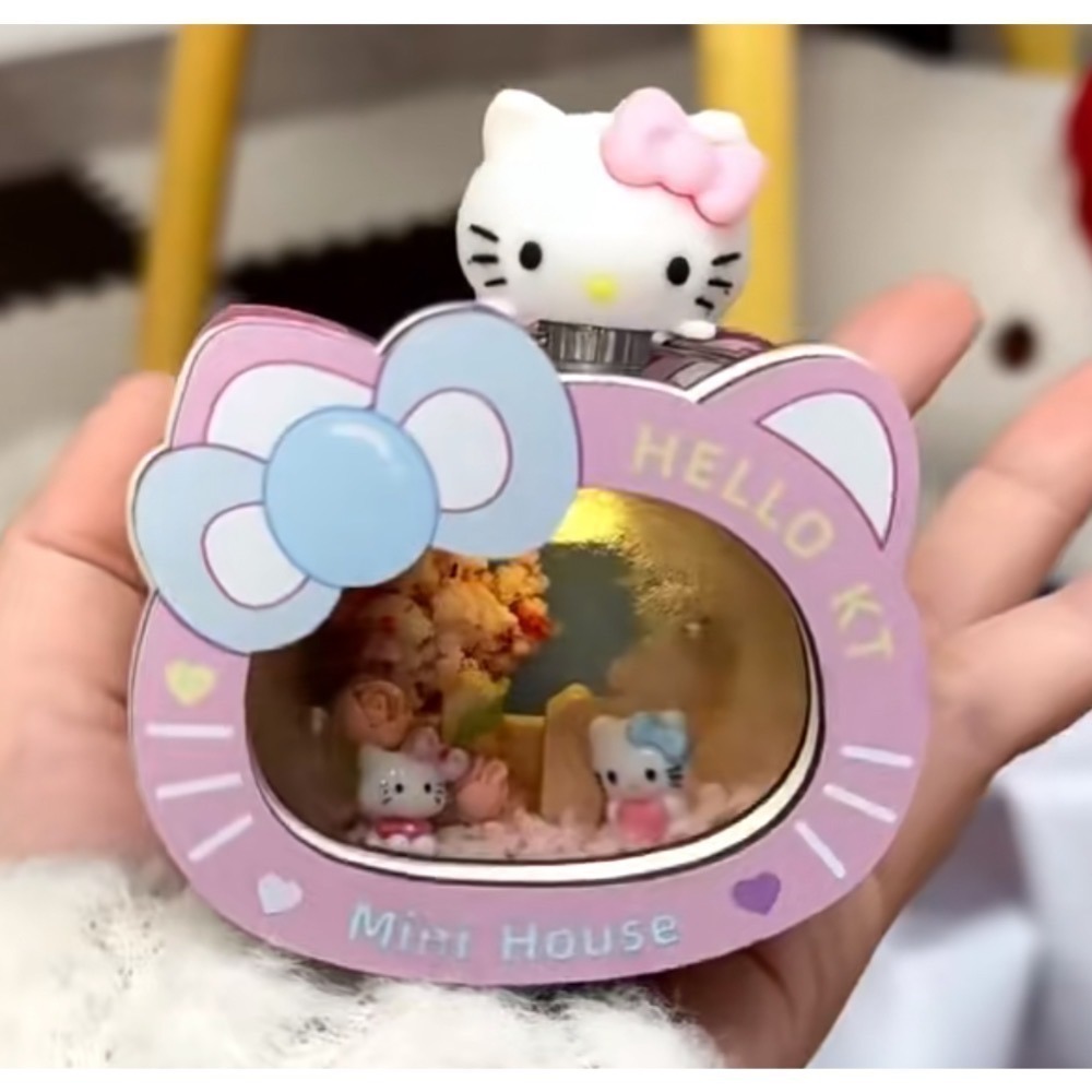 <熱銷創意>HELLO KITTY 旋轉發光DIY木質掛件 創意情侶鑰匙扣 （預購）-細節圖2