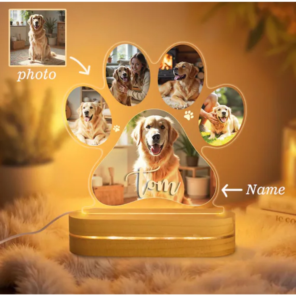 寵物紀念禮>客製化寵物小夜燈 3D照片燈 (請傳送5張照片製作）-細節圖2