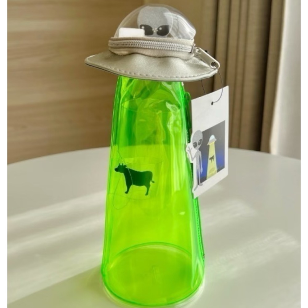 <搞怪必備>👾【怪奇研究所】UFO外星人筆袋 透明收納袋 娃包吧唧收納-現貨-細節圖2