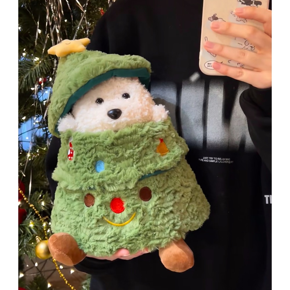 <聖誕驚喜>聖誕樹小狗玩偶 可愛絨毛抱枕 聖誕節禮物-現貨-細節圖5
