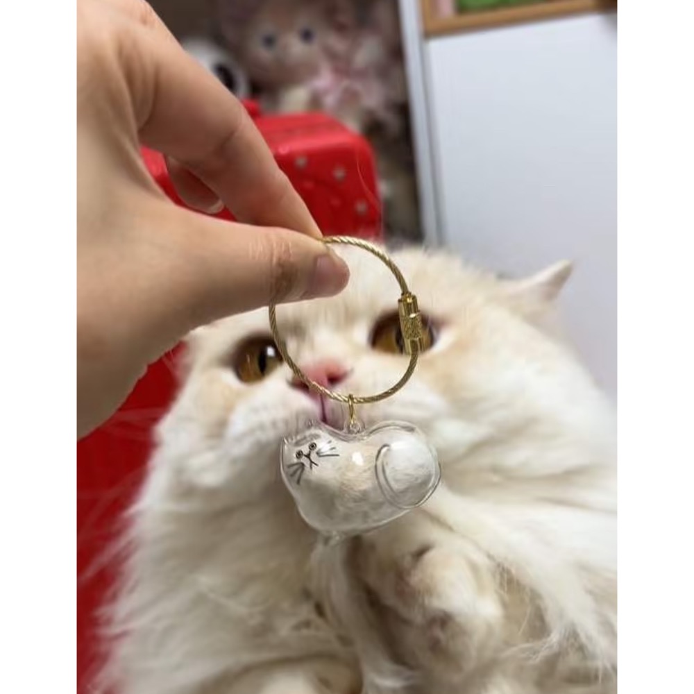 <貓毛收集盒>透明貓咪造型吊飾 寵物毛紀念收納盒-現貨-細節圖4