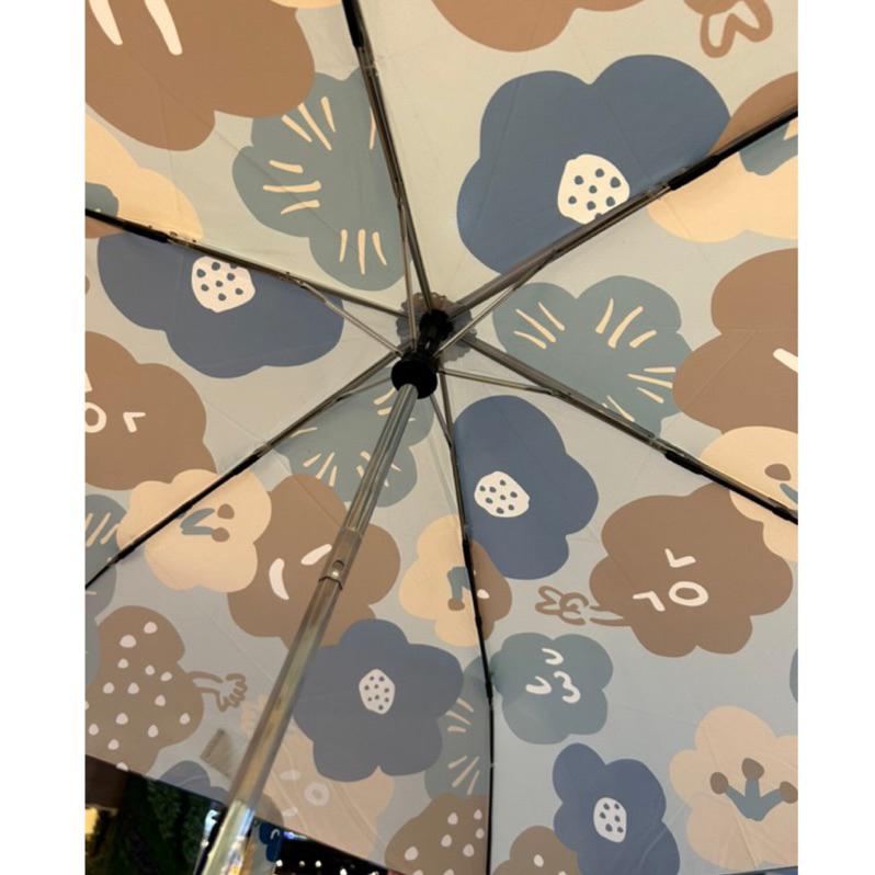 [現貨］hahababy 咖啡藍色心花開自動折傘X富雨洋傘-細節圖3