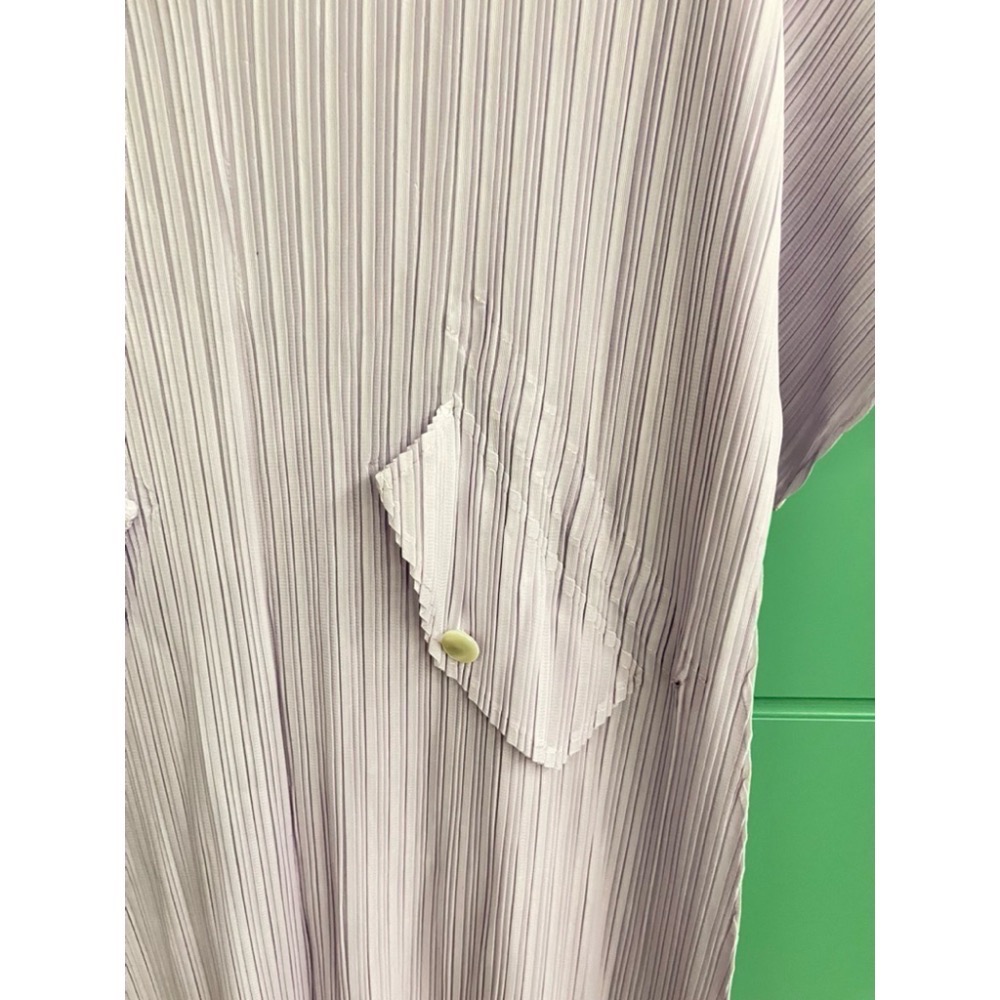 ［我愛皺摺名店］春夏著 KK直條紋皺摺  淺紫色 短袖洋裝-細節圖2