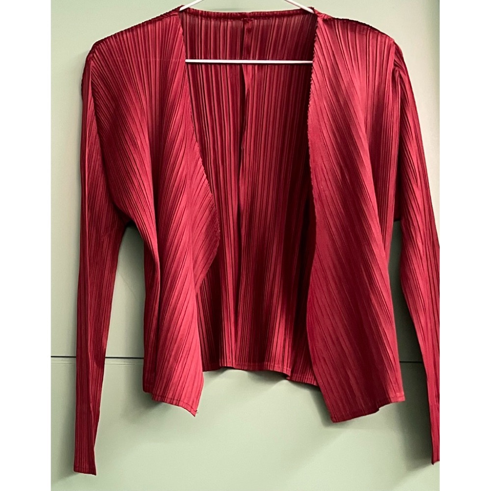 ［我愛皺摺名店］春秋著 KK直條紋皺摺 墨綠色 深紅色 淺灰色 開衫無釦外套-規格圖8