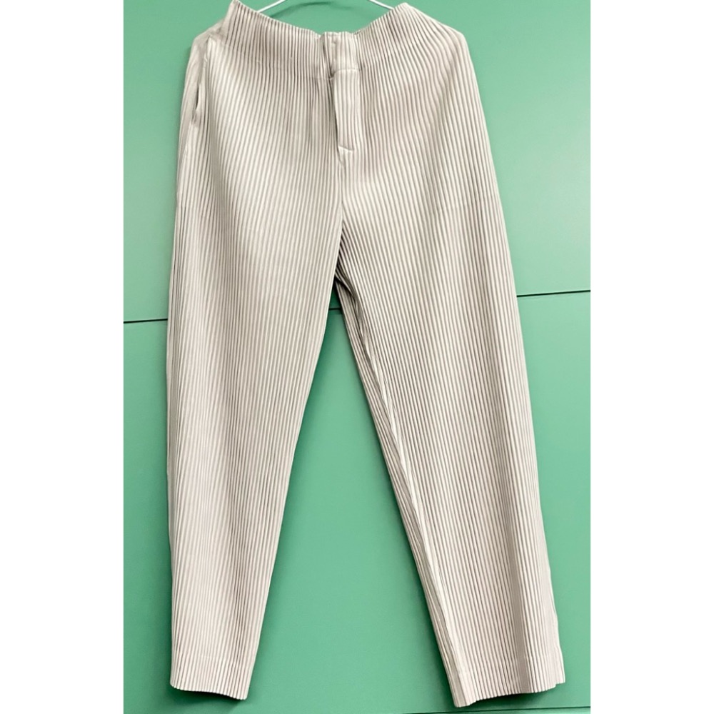 ［我愛皺摺名店］春秋著 粗牙籤直條紋皺摺 男款 淺灰色 長褲-細節圖2