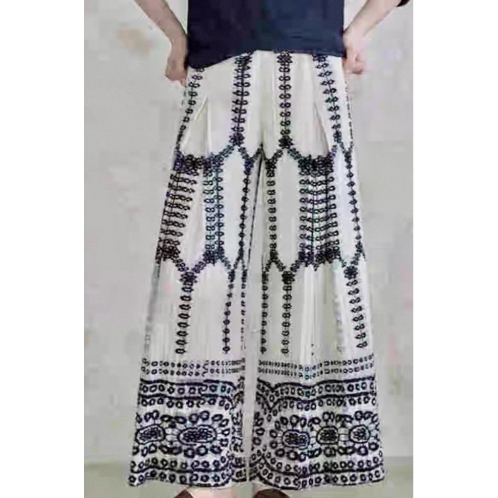 ［我愛皺摺名店］春秋著 KK直條紋皺摺 米白色 黑色蕾絲花 裙褲 長褲-細節圖5