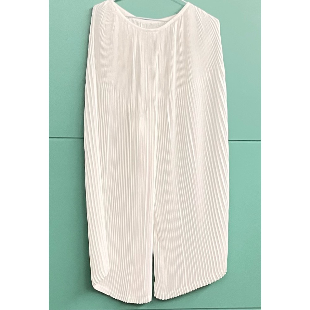 ［我愛皺摺名店］春秋著 細風琴直條紋皺摺 白色 裙褲長褲-細節圖5