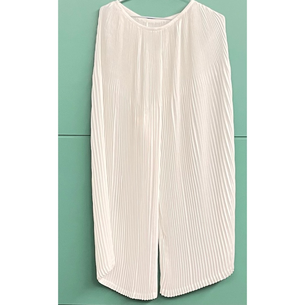 ［我愛皺摺名店］春秋著 細風琴直條紋皺摺 白色 裙褲長褲-細節圖7