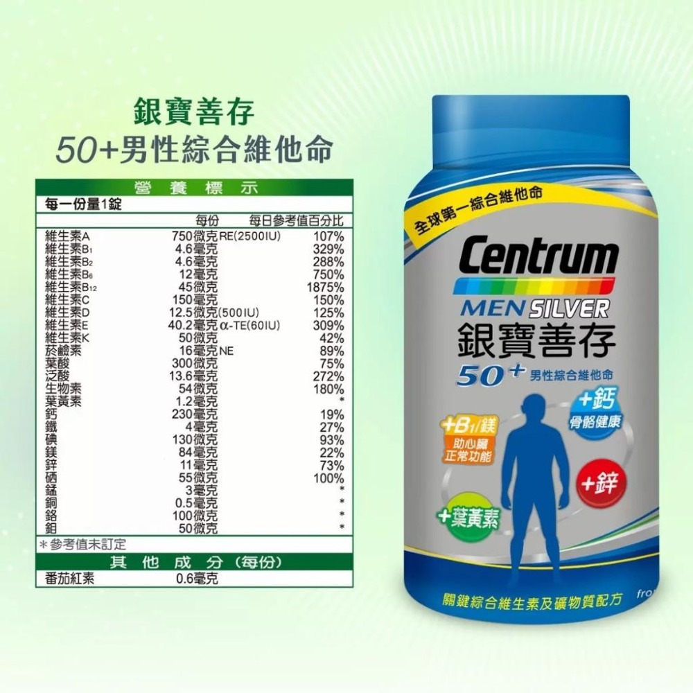 好市多官網代購 宅配免運 銀寶善存50+ 女性綜合維他命 290錠 / 銀寶善存50+ 男性綜合維他命 290錠-細節圖3