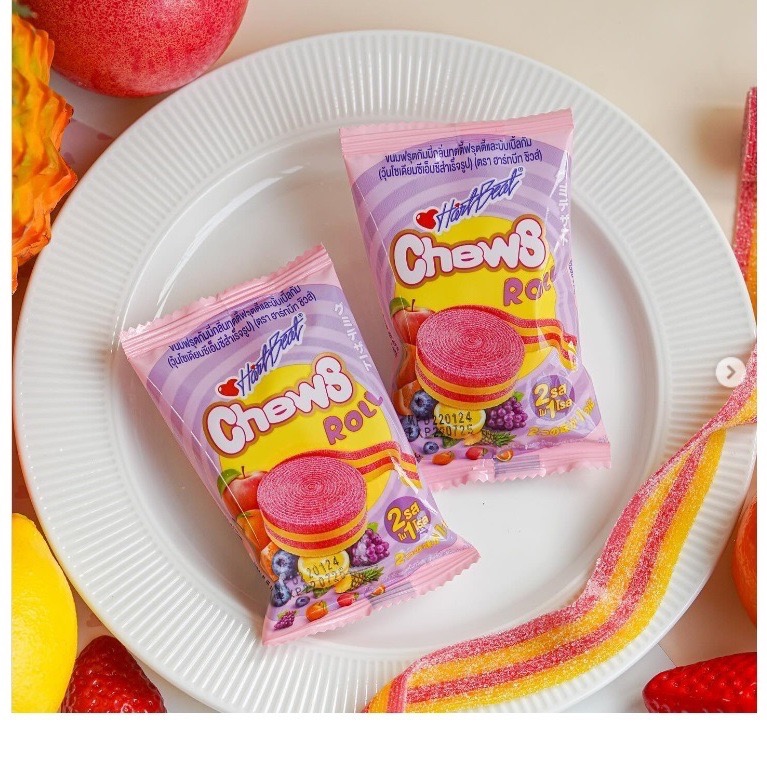 泰國 🇹🇭進口Hartbeat Chews Roll 綜合水果 捲捲軟糖 水果口味-規格圖6