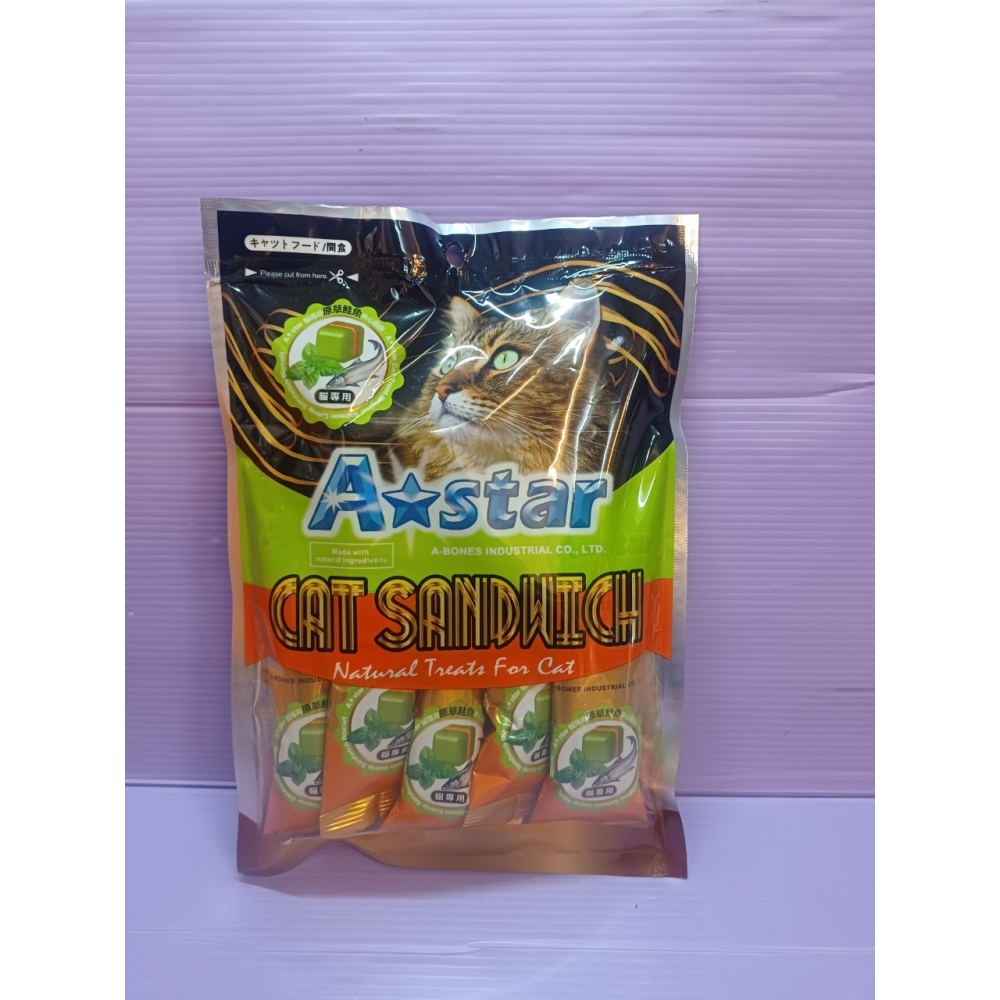 🍀小福袋🍀 A STAR《1002貓薄荷鮪魚鮭魚夾心餡餅20g*5入》貓 薄荷 夾心 餅乾 零食 舒緩情緒 訓練 阿-細節圖2