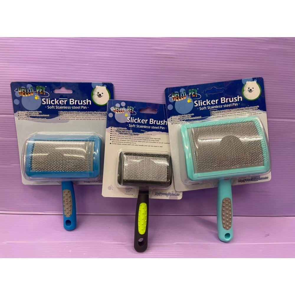 🍀小福袋🍀沾珠 針梳➤梳面寬約11x 8cm L號➤HELLO PET 犬 貓 兔 台灣製 哈囉佩特~附發票-細節圖2