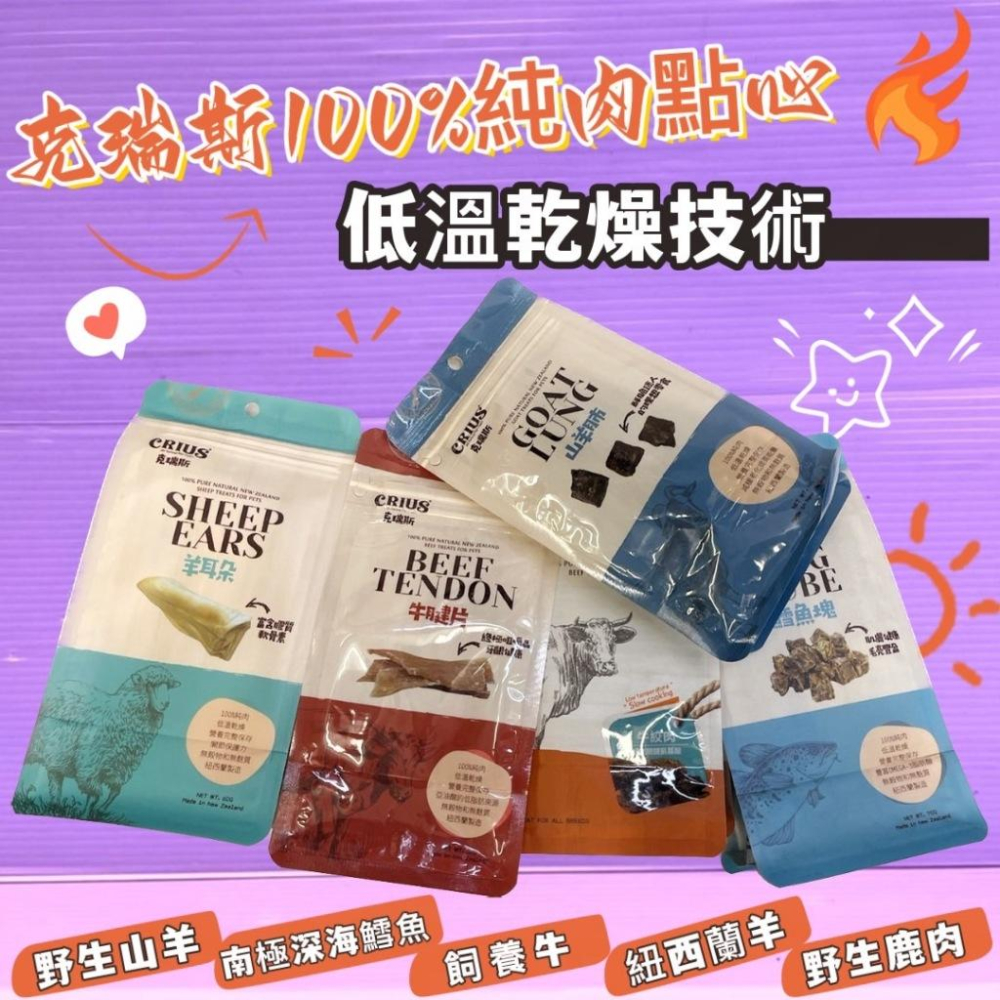 🍀小福袋🍀Crius 克瑞斯《牛腱片  60g/包》100%天然純牛肉點心 犬 狗零食 低溫乾燥技術 獎勵.訓練 零食-細節圖2
