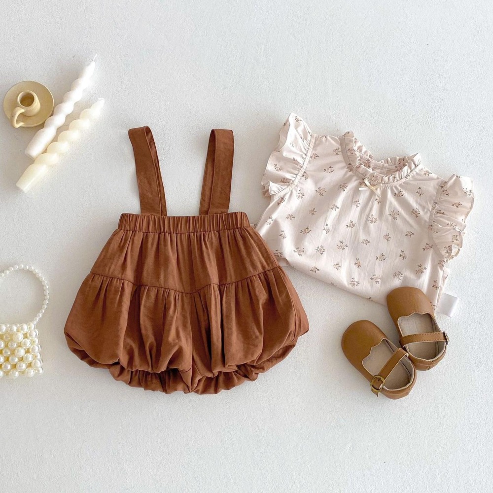 碎花娃娃衫+純色花苞褲套裝-細節圖2