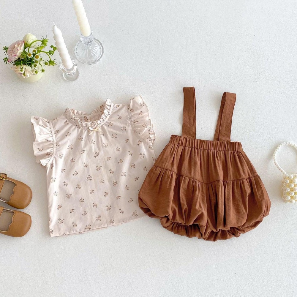 碎花娃娃衫+純色花苞褲套裝-細節圖4