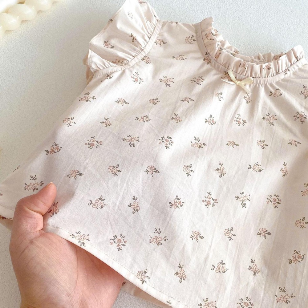 碎花娃娃衫+純色花苞褲套裝-細節圖8