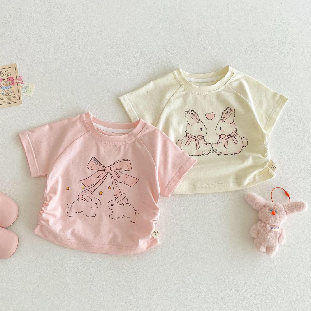 蝴蝶結T恤+牛仔吊帶褲-細節圖3