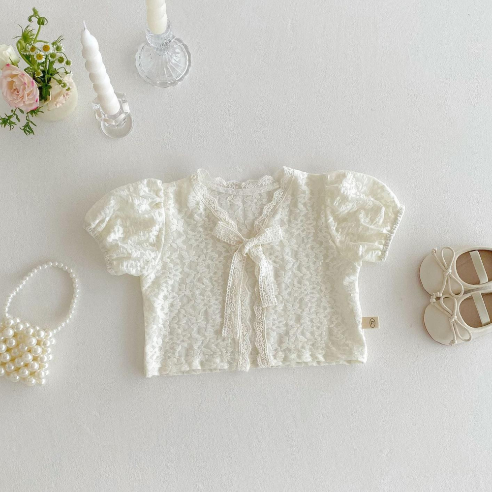 蝴蝶結娃娃衫套裝＋蕾絲小外套-細節圖4