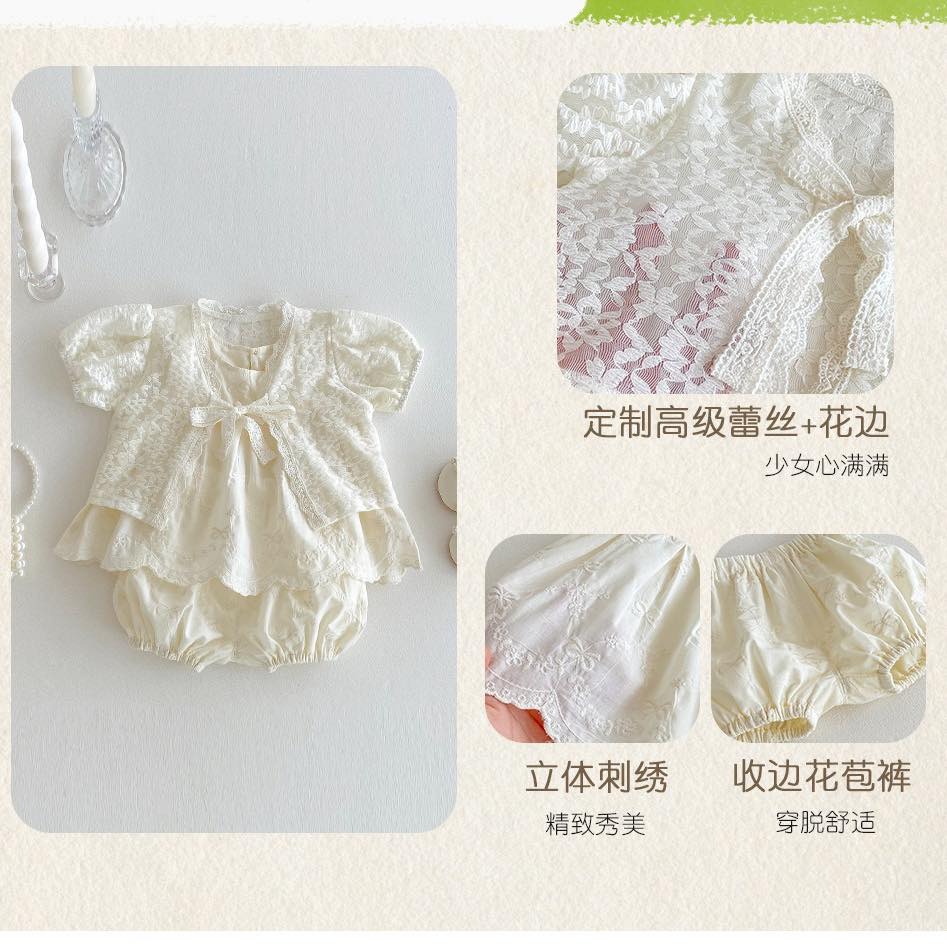 蝴蝶結娃娃衫套裝＋蕾絲小外套-細節圖6