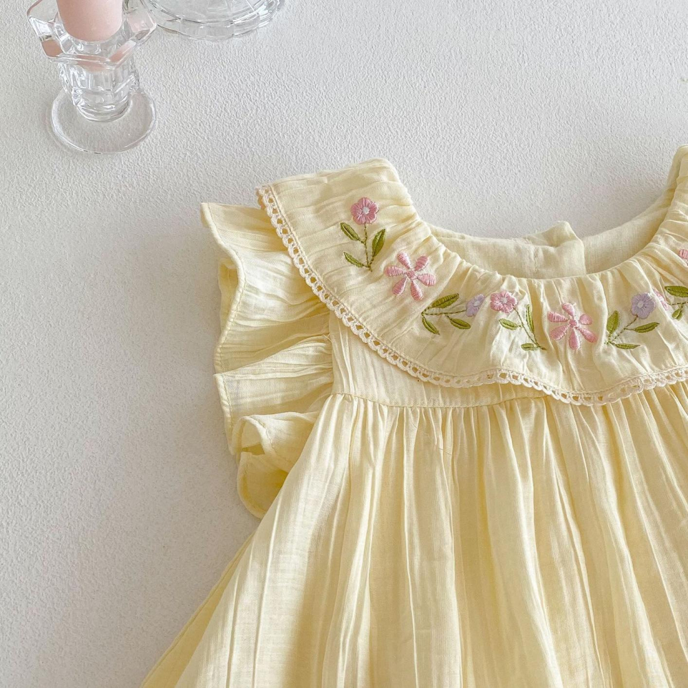 黃色繡花包屁裙-細節圖4