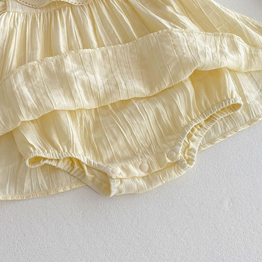 黃色繡花包屁裙-細節圖8