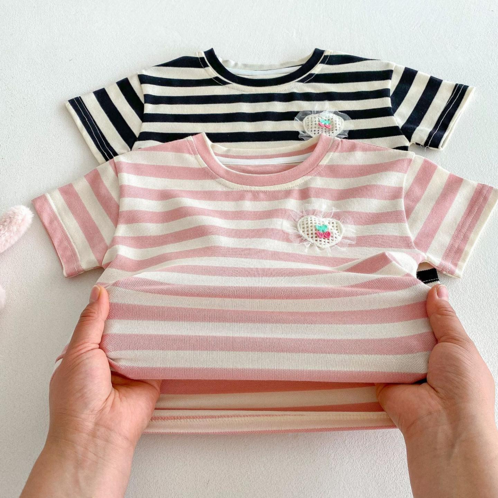 條紋愛心T恤套裝 2色-細節圖5