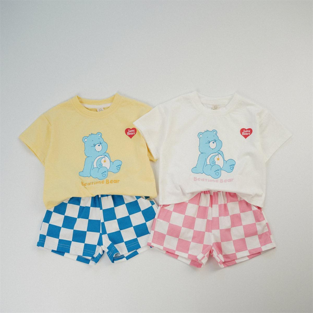 彩虹熊格子短褲套裝 2色-細節圖2