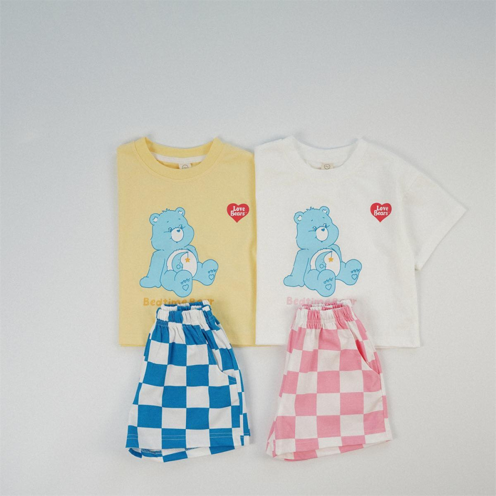 彩虹熊格子短褲套裝 2色-細節圖3