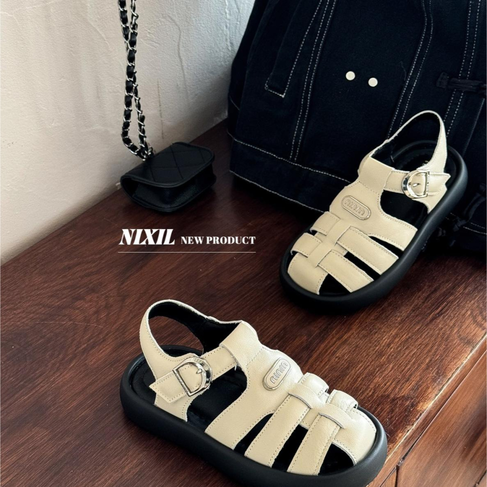 編織鏤空真皮涼鞋 2色-細節圖2