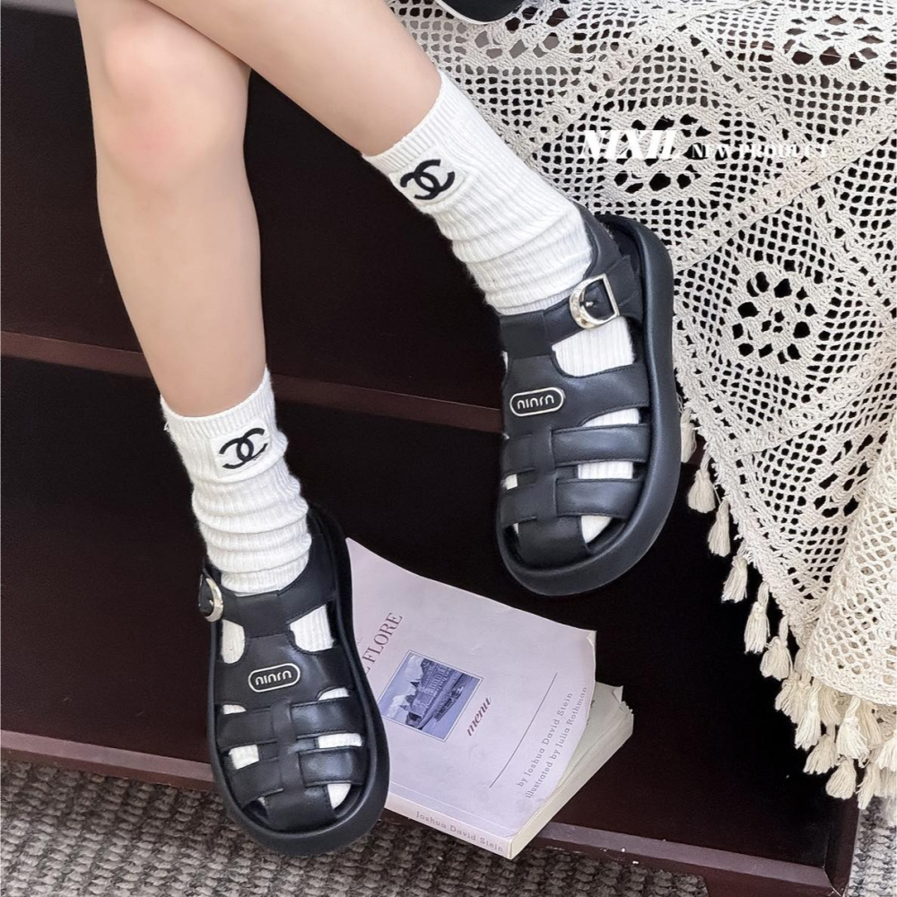 編織鏤空真皮涼鞋 2色-細節圖3