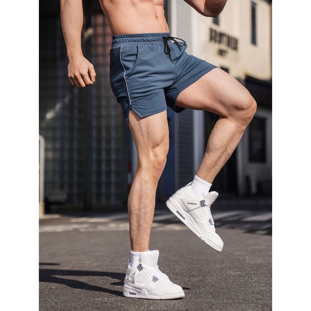 舒適透氣輕薄款 高彈性高品質網眼布速乾修身 健身運動跑步籃球居家 男生運動短褲-細節圖7