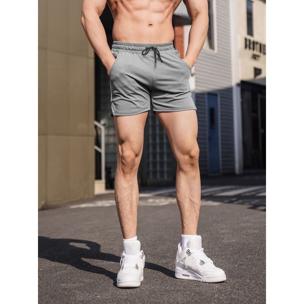 舒適透氣輕薄款 高彈性高品質網眼布速乾修身 健身運動跑步籃球居家 男生運動短褲-細節圖8