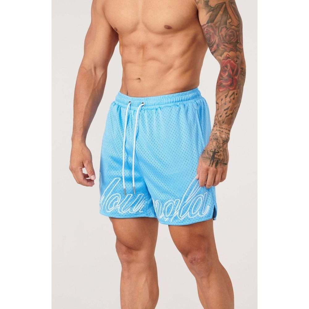 美式休閒網眼寬鬆 透氣速乾四分短褲 籃球訓練運動跑步健身 男生運動短褲-細節圖5