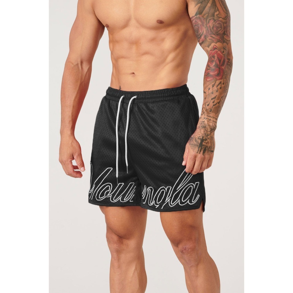 美式休閒網眼寬鬆 透氣速乾四分短褲 籃球訓練運動跑步健身 男生運動短褲-規格圖6