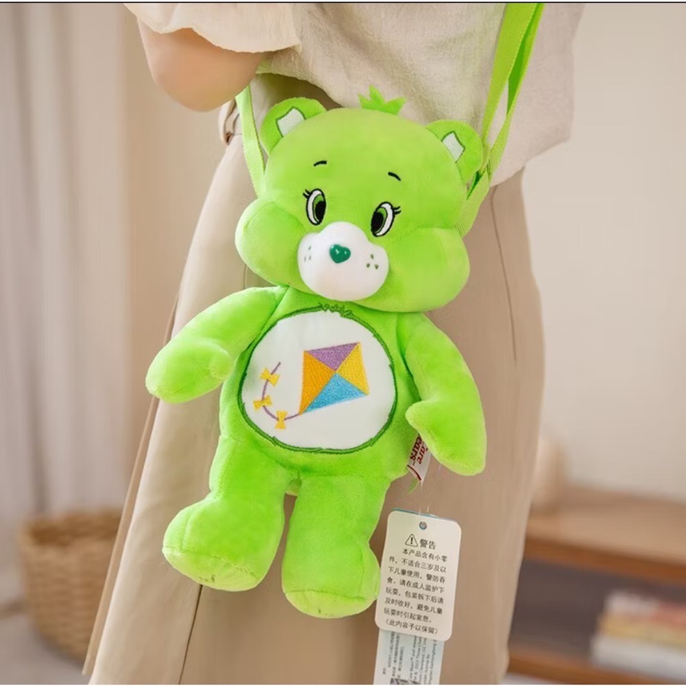 正品授權  care bears愛心熊背包 彩虹熊 易怒熊 小熊斜背包 愛心熊包包 幸運熊斜背包 背包-規格圖1
