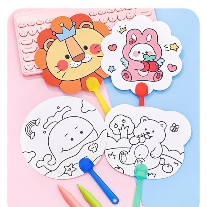 塗鴉扇子 著色繪畫扇 彩繪扇 DIY塗鴉扇 美術美勞塗鴉 空白畫畫扇子 幼稚園教材-細節圖5