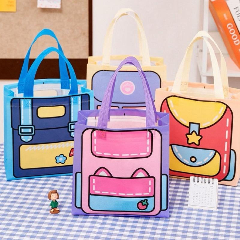 多巴胺手提袋 卡通手提袋 Dopamine手提袋 書包提袋 糖果色系手提袋 幼兒園分享禮伴手禮袋 輕便提袋 可折疊提袋-細節圖2