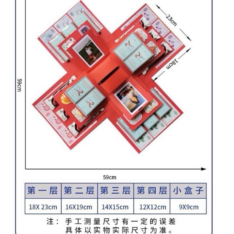 驚喜生日禮盒  生日文案盒 創意多層禮盒 朋友生日 情侶禮盒 爆炸禮品盒 氣氛道具  網紅爆款 精緻禮盒 慶生禮盒-細節圖9