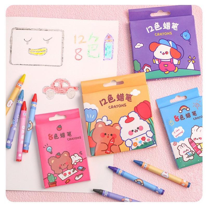 💯免運⏰ 蠟筆 卡通蠟筆 分享禮物 美術蠟筆 不沾手 耐摔 12色蠟筆 8色蠟筆 盒裝蠟筆 迷你蠟筆 塗鴨蠟筆-細節圖6