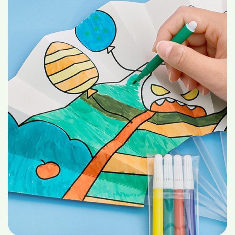 夏日出行 🪭 塗鴉扇子 彩繪扇子DIY塗鴉扇子 著色扇子 手作塗鴉折扇 畫畫扇子 繪畫折扇 大風力 攜帶方便扇子-細節圖3