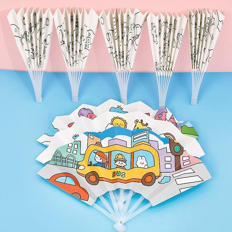 夏日出行 🪭 塗鴉扇子 彩繪扇子DIY塗鴉扇子 著色扇子 手作塗鴉折扇 畫畫扇子 繪畫折扇 大風力 攜帶方便扇子-細節圖7