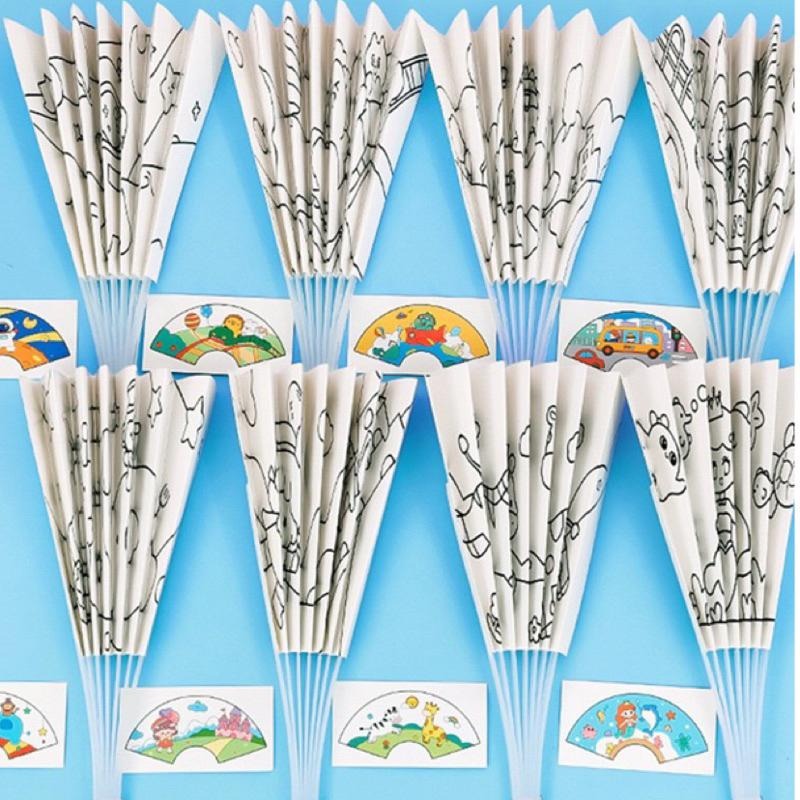 夏日出行 🪭 塗鴉扇子 彩繪扇子DIY塗鴉扇子 著色扇子 手作塗鴉折扇 畫畫扇子 繪畫折扇 大風力 攜帶方便扇子-細節圖8