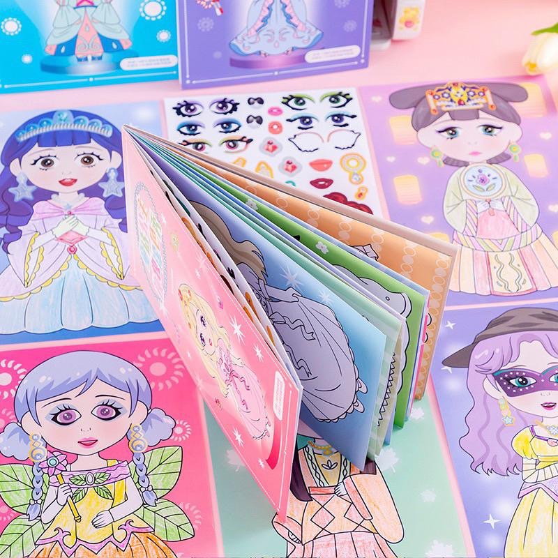 👸 著色公主貼紙本 💫 加大版換裝貼紙書 公主著色本 DIY貼紙本 兩用貼紙塗色本 漂亮貼紙塗鴉書 畫本 貼紙-細節圖4